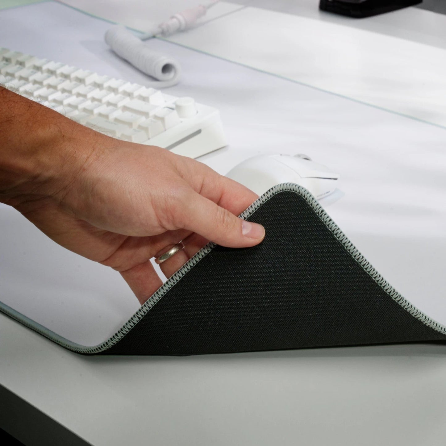 GMP 2 White Stitched Cloth Gaming Mouse Pad